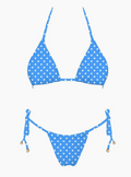 Blue Polka Dot String Bikini Top