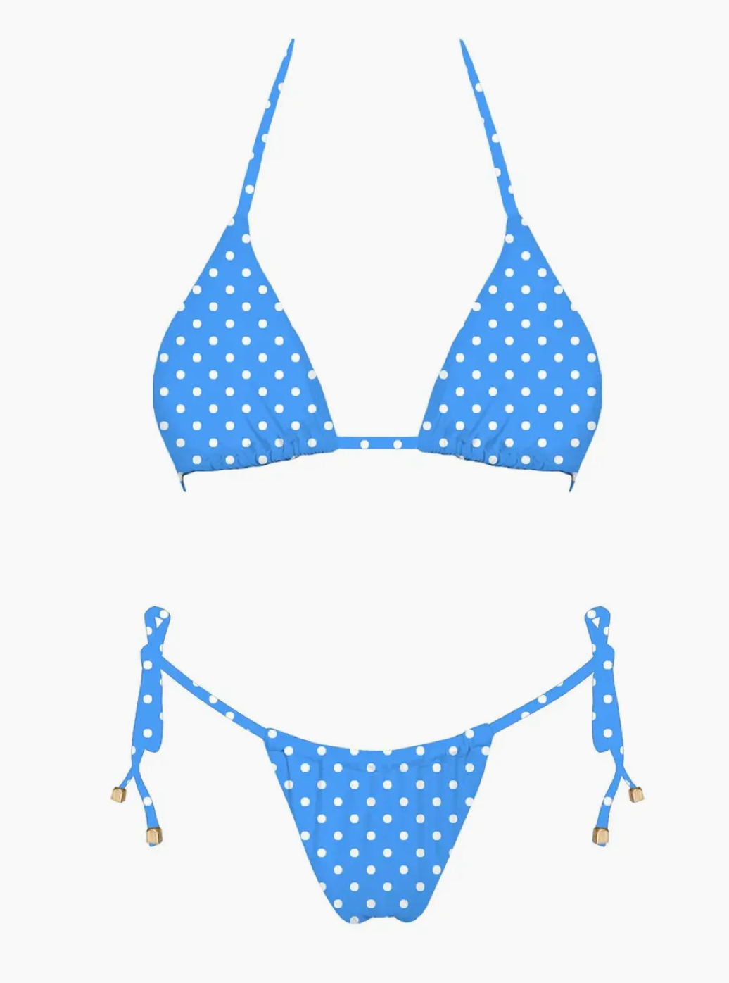 Blue Polka Dot String Bikini Bottom