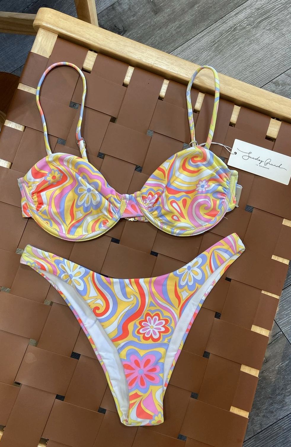 Orange Floral Bikini Top